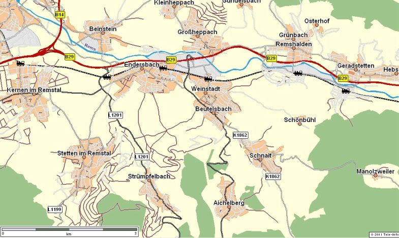 Der Weg nach Weinstadt-Beutelsbach